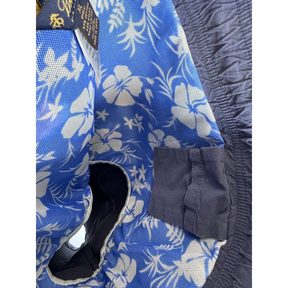 Brooks Brothers Mens XL Swim Trunks Navy Hibiscus Embroidered Mesh Lined - Picture 7 of 10